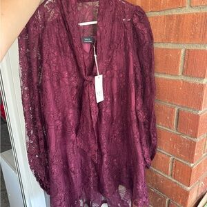 Vici Burgundy Lace Mini Dress/Blouse
